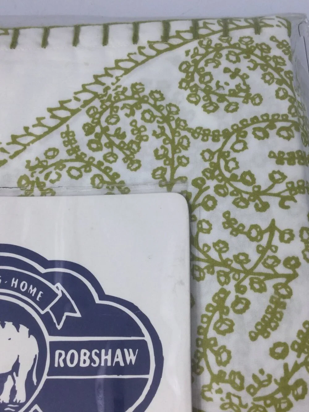 John Robshaw Ludoli Cotton Queen Duvet Cover Green White Paisley 92